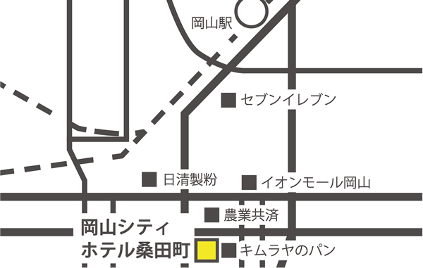 地図：岡山シティホテル桑田町